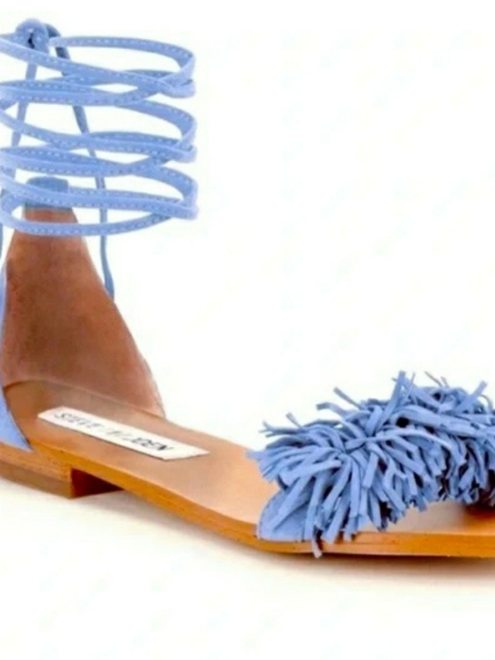 Steve Madden Cornflower Blue Fringe Lace-Up Sandals